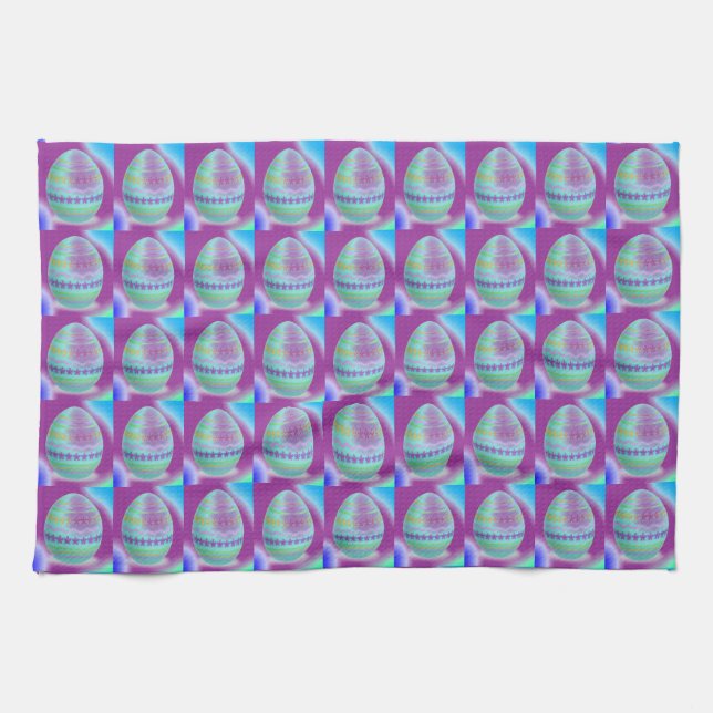 Easter Egg Blues Kitchen Towel (Horizontal)