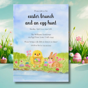  Easter Egg Brunch Chick Easter Bunny Party Invitation