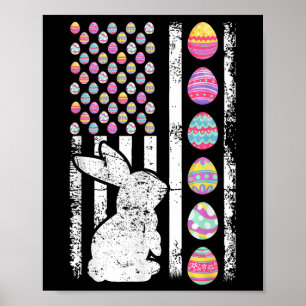 Easter Egg Bunny American Flag Patriotic Men Women Poster