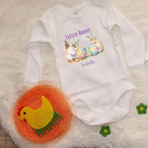 Easter Egg Bunny Cute Boys - Girls Customizable Ba Baby Bodysuit