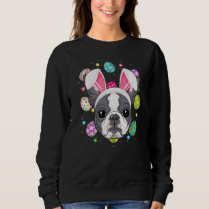Easter Egg Bunny Ear Boston Terrier Dog Face East Sweatshirt