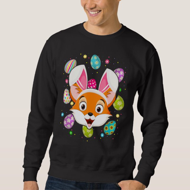Easter Egg  Bunny Ear Fox Face Easter Sunday Sweatshirt (Front)