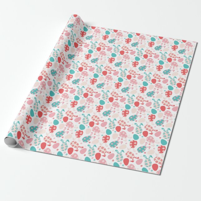 Easter Egg Bunny Ears Pattern Wrapping Paper (Unrolled)