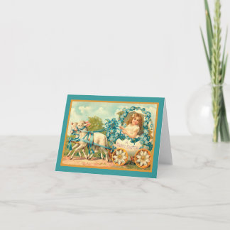 Easter Egg Carriage Vintage Floral Holiday Card