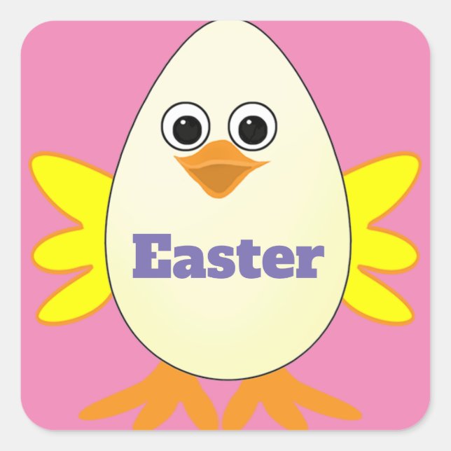 Easter Egg Cartoon Square Sticker (Front)