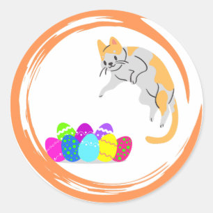 Easter Egg Cat Classic Round Sticker