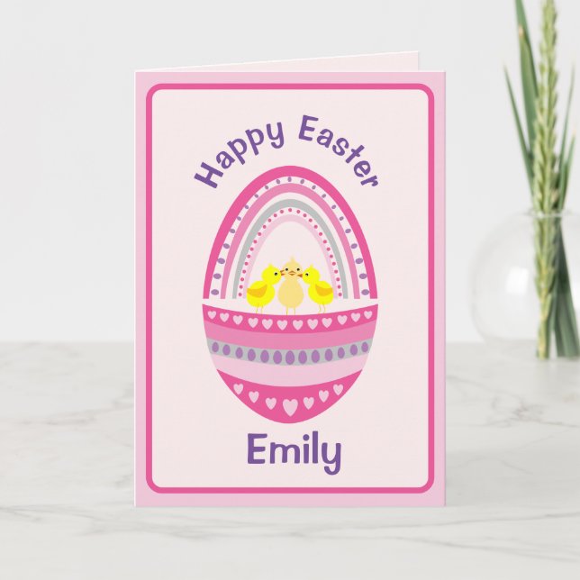 Easter Egg & Chicks Folded Greeting Card (Front)