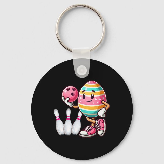 Easter Egg Colourful Costume Bowling Player Team L Keychain (Front)