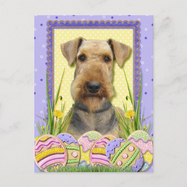 Easter Egg Cookies - Airedale Holiday Postcard (Front)