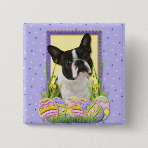 Easter Egg Cookies - Boston Terrier 2 Inch Square Button
