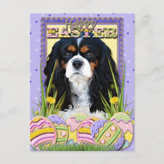 Easter Egg Cookies - Cavalier - Tri-colour Holiday Postcard (Front)