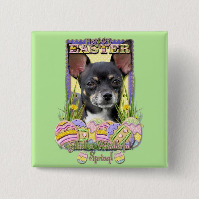 Easter Egg Cookies - Chihuahua 2 Inch Square Button (Front)