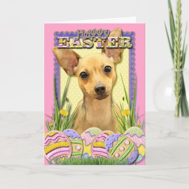 Easter Egg Cookies - Chihuahua - Daisy Holiday Card (Front)