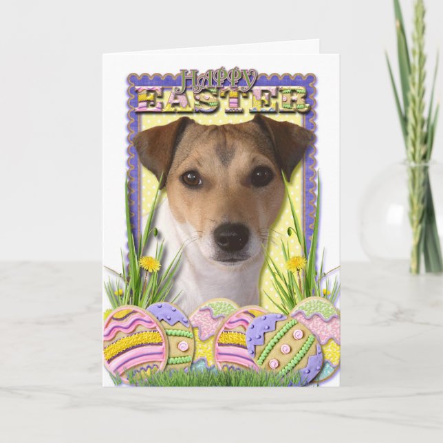 Easter Egg Cookies - Jack Russell Holiday Card (Front)