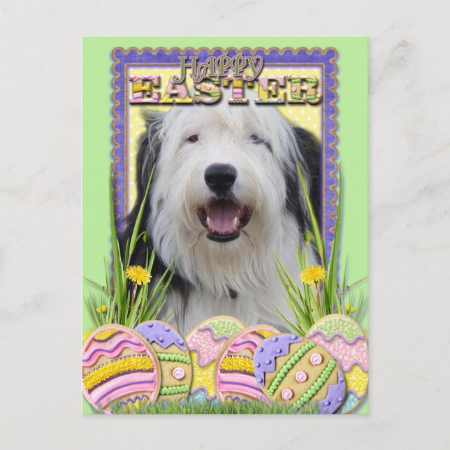 Easter Egg Cookies - Old English Sheepdog Holiday Postcard (Front)