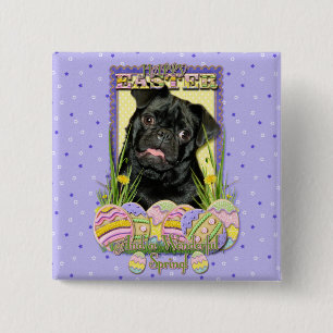 Easter Egg Cookies - Pug - Ruffy 2 Inch Square Button