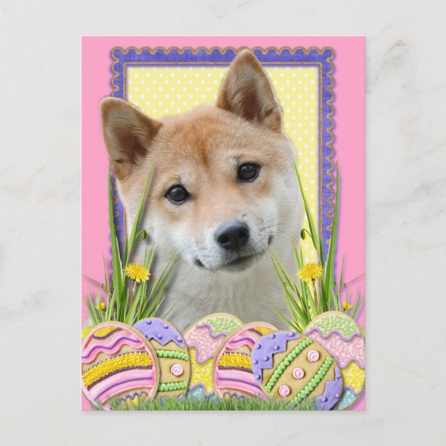 Easter Egg Cookies - Shiba Inu Holiday Postcard (Front)