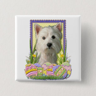 Easter Egg Cookies - West Highland Terrier 2 Inch Square Button