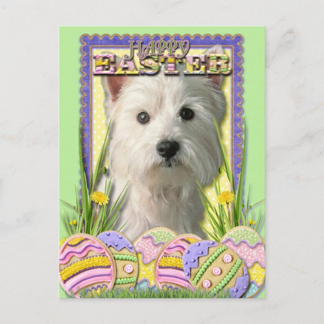 Easter Egg Cookies - West Highland Terrier Holiday Postcard (Front)