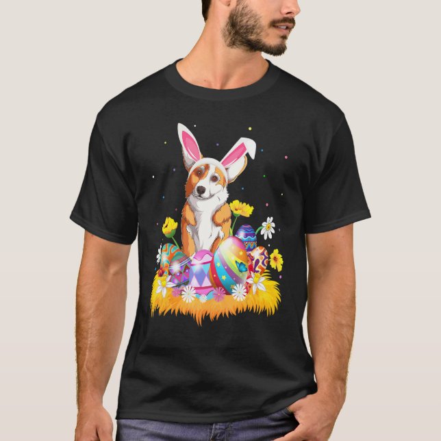 Easter Egg  Corgi Dog Easter Sunday T-Shirt (Front)