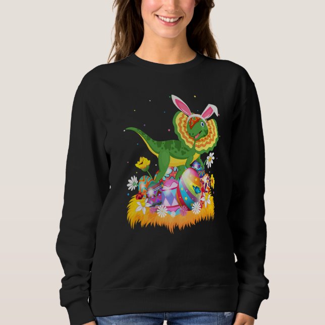 Easter Egg  Cute Dilophosaurus Dinosaur Easter Sun Sweatshirt (Front)