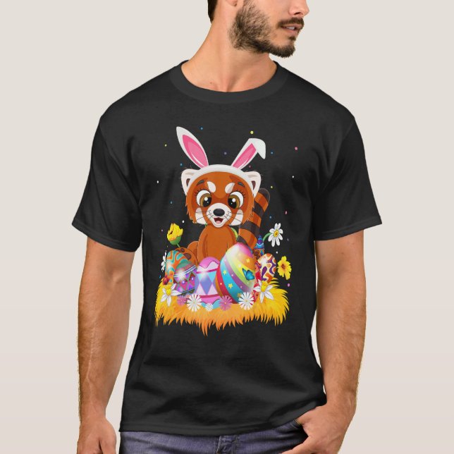 Easter Egg Cute Red Panda Easter Sunday T-Shirt (Front)