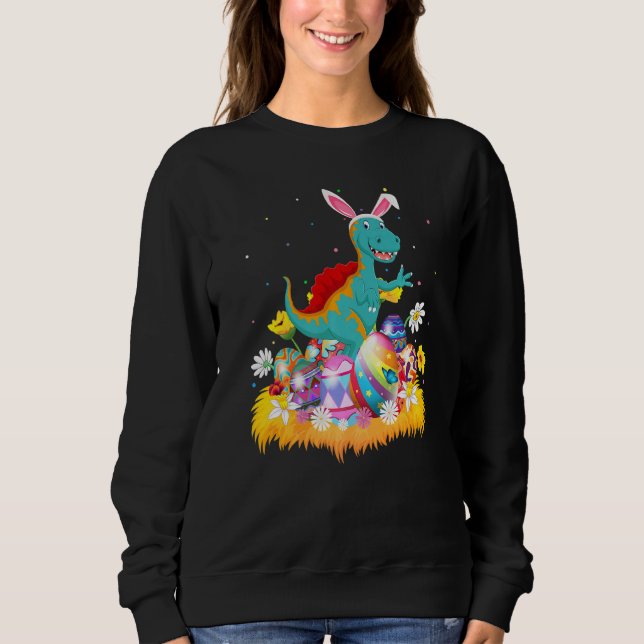 Easter Egg  Cute Spinosaurus Dinosaur Easter Sunda Sweatshirt (Front)