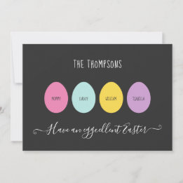 Easter Egg Family of 4 Eggcellent Holiday Card