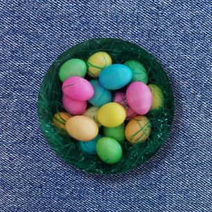 Easter Egg Faux Grass Nest Vintage Photo 1 Inch Round Button