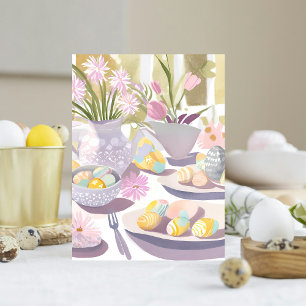 Easter Egg Floral Watercolor Tea Party Holiday Postcard