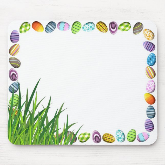 Easter Egg Frame Mouse Pad with Grass (Front)