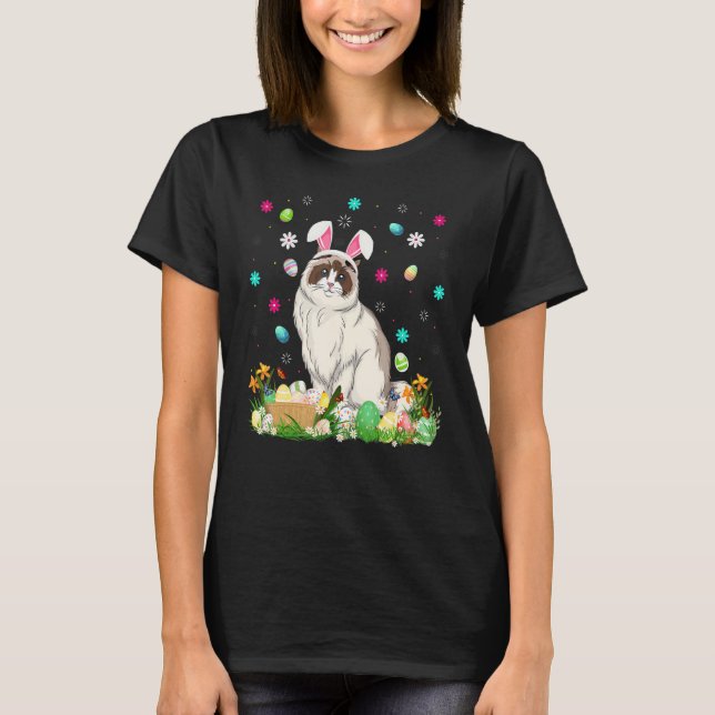 Easter Egg  Funny Ragdoll Cat Easter Sunday T-Shirt (Front)