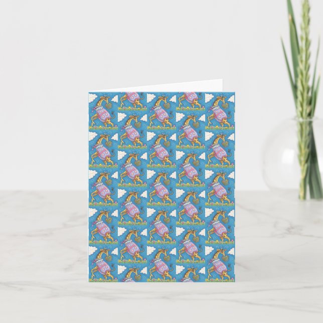 EASTER EGG GIRAFFE & TULIPS PRINTEMPS CARTE DE REM (Devant)