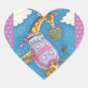 EASTER EGG GIRAFFE & TULIPS, SPRING STICKERS Cute