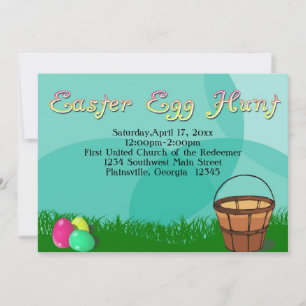 Easter Egg Hunt, 3 Eggs with Basket Holiday Card