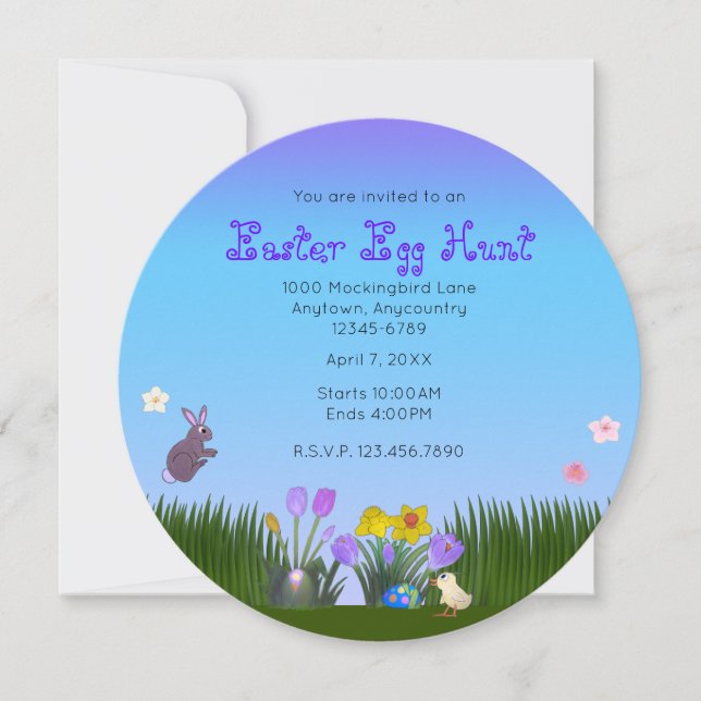 Easter Egg Hunt 5.25" Circle Save The Date (Front)