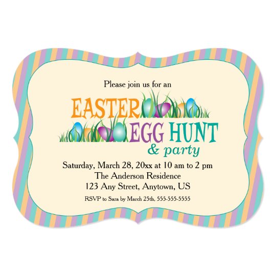 Easter Egg Hunt and Party, Colourful Eggs Card