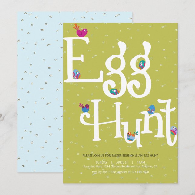 Easter Egg Hunt and Potluck Invitation (Front/Back)