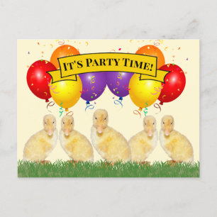 Easter Egg Hunt Balloons Ducklings Invitation Postcard