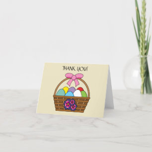 Easter Egg Hunt Basket w Pastel Eggs Personalize Thank You Card