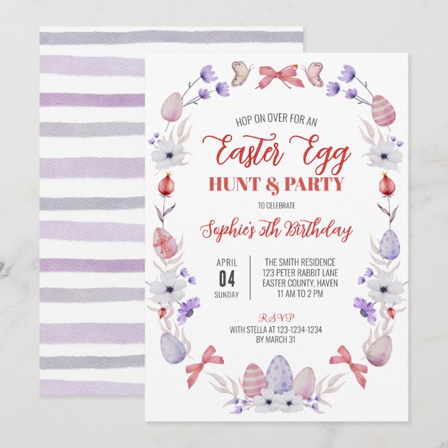 Easter Egg Hunt Birthday Party Invitation (Front/Back)