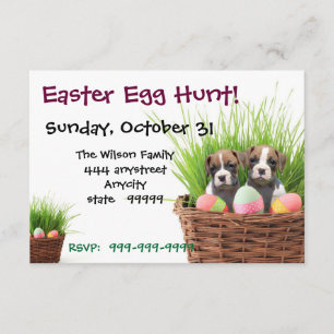 Easter Egg Hunt Boxer Dog party invitation