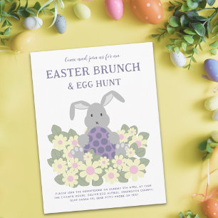 Easter Egg Hunt Brunch Cute Bunny Floral Budget Flyer
