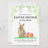 Easter Egg Hunt Brunch Cute Bunny Watercolor