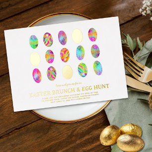 Easter Egg Hunt Brunch modern Watercolor Gold Foil Invitation Postcard