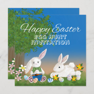 Easter Egg Hunt Bunnies Playing with Easter Eggs Invitation