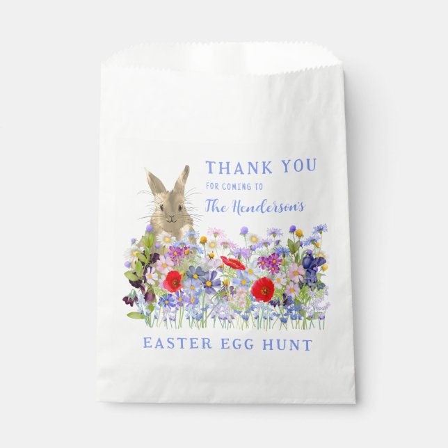 Easter Egg Hunt Bunny Floral Thank You Favour Bag (Front)