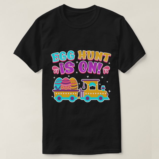 Easter Egg Hunt Bunny Funny Train Easter Boys Todd T-Shirt (Design Front)