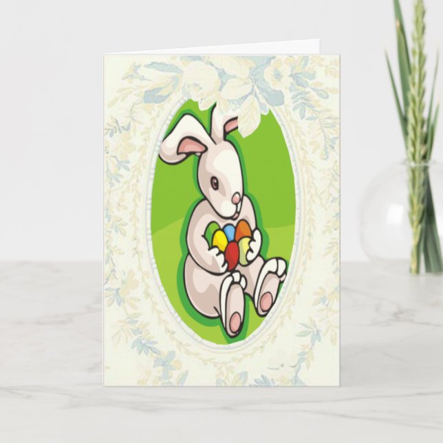 Easter Egg Hunt Bunny Greeting Card (Front)
