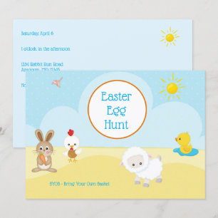 Easter Egg Hunt BYOB with Adorable Animals Invitation